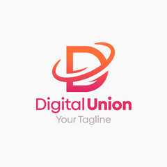 Digital Union Logo Design Template: Letter D Symbol. This modern alphabet-inspired logotype is perfect for Technology, Business, Organizations, Personal Branding, and more.