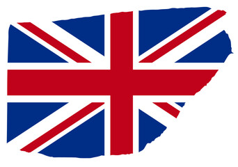 United Kingdom flag with palette knife paint brush strokes grunge texture design. Grunge brush stroke effect