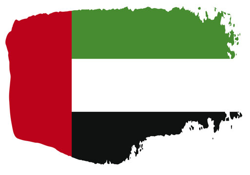 United Arab Emirates flag with palette knife paint brush strokes grunge texture design. Grunge brush stroke effect