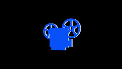 3d projector logo icon loopable rotated blue color animation black background