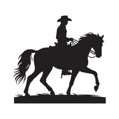 Frontier Legends: Cowboy Vector Silhouette Capturing the Grit, Freedom, and Spirit of Cowboy Culture, Minimalist cowboy black illustration