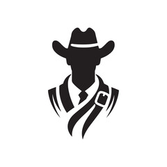 Frontier Legends: Cowboy Vector Silhouette Capturing the Grit, Freedom, and Spirit of Cowboy Culture, Minimalist cowboy black illustration