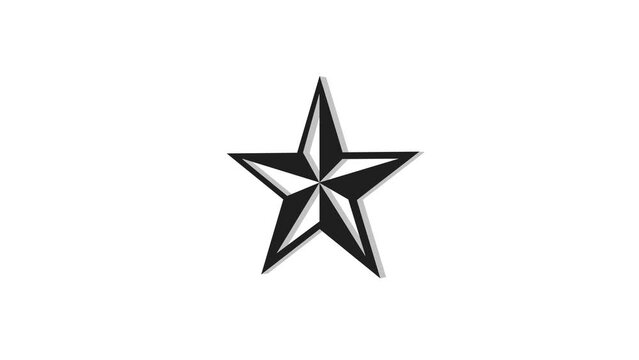 3d star logo icon loopable rotated black color animation white background
