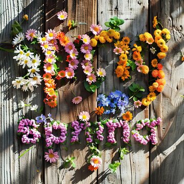 Write the word spring using flowers high quality ai generated image