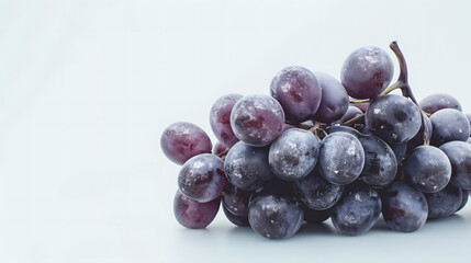 Fresh Dewy Grapes Bunch on a Pristine White Background