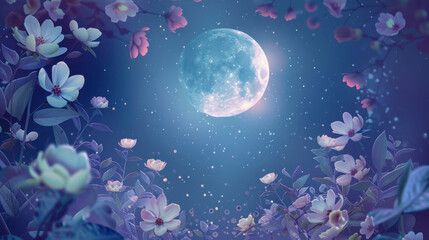 Fototapeta na wymiar abstract flower moon background illustration 