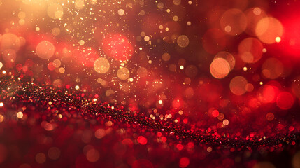 Radiant Red and Gold Abstract Bokeh Background for Festive Occasions