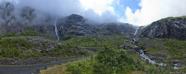 Panoramic view of the road Trollstigen, More og Romsdal county, Norway, Europe
