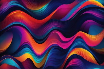 Abstract background with neon wavy lines. Colorful gradient waves