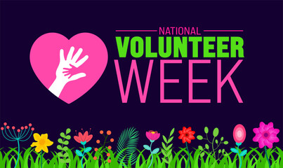 April is National Volunteer Week background template. Holiday concept. use to background, banner, placard, card, and poster design template with text inscription and standard color. vector