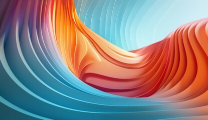 abstract background with lines and curves in orange, blue, and red colors, gradient Generative Ai