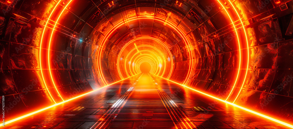 Wall mural tunnel vision in a futuristic design, blending speed, technology, and movement in a dynamic and abst