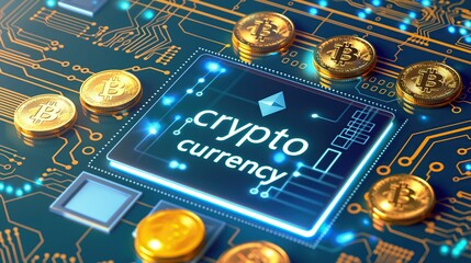 Text "crypto currency" on chip
