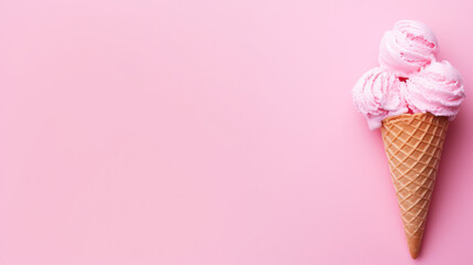 ice cream isolated on pink background with copy space