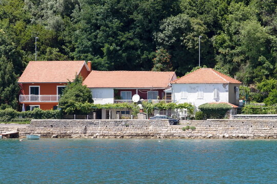 House on the shore of the Boka Kotorska bay in Croatia