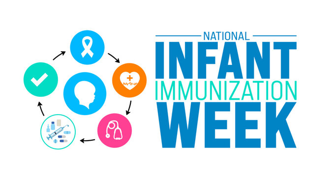 April is National Infant Immunization Week background template. Holiday concept. use to background, banner, placard, card, and poster design template with text inscription and standard color. vector 