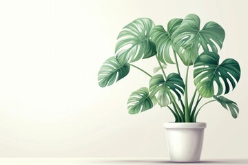 Large plant is in white pot on white background. Plant is green and has large leaves