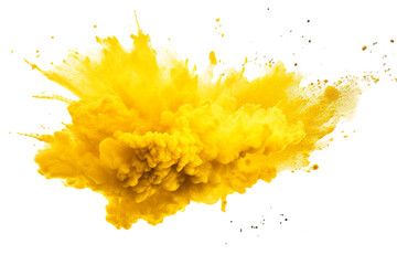 Paint Spray Explosive Yellow Isolated on Transparent Background PNG format