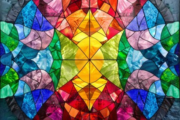 Stained glass bright colorful Pattern Background and fantasy Decor Window interior modern