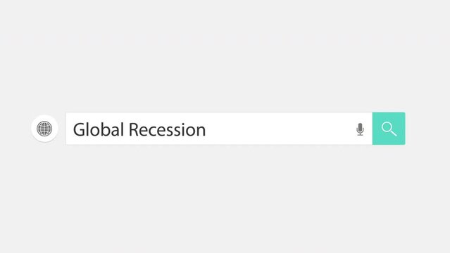 Global Recession typed on search bar browser app computer screen animation