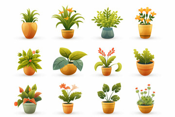 a set of icons of domestic plants