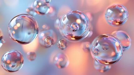 A collection of glass spheres catching the light in a mesmerizing display of reflections and refractions, arranged against a backdrop of muted tones and subtle gradients.