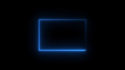 Abstract glowing neon line rectangle frame background illustration.