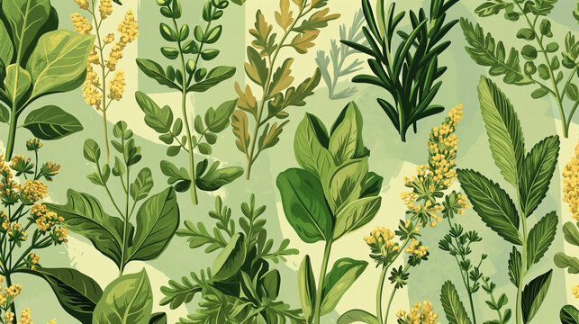 herbal plants on a light background