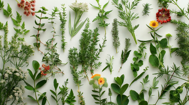 wild plants on a white background