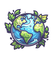 Obraz premium A colorful depiction of Earth embraced by leaves, symbolizing environmental care.