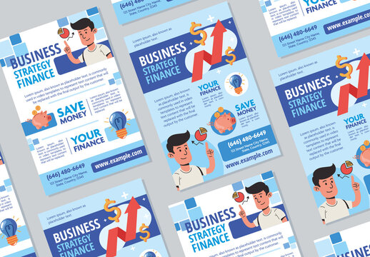 Blue Cartoon Illustration Business Poster