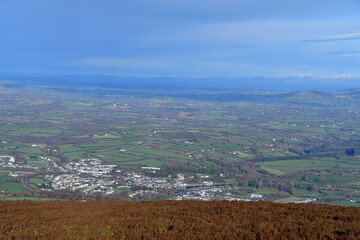 View to Graiguenamanagh from the top of Brandon Hill, Co. Kilkenny, Ireland