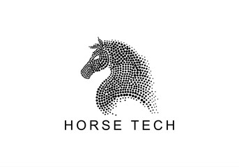 circle, equestrian, fast, horse, mammal, minimalist, modern, mustang, power, simple, speed, sport, stallion, technology, horse tech logo, horse technology, horse logo