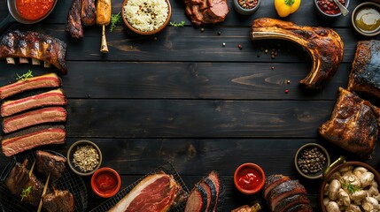 bbq meat frame on black wooden table