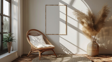 Boho style Interior poster mockup