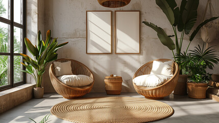 Boho style Interior poster mockup