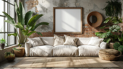 Boho style Interior poster mockup