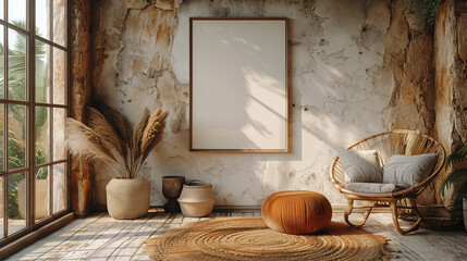 Boho style Interior poster mockup