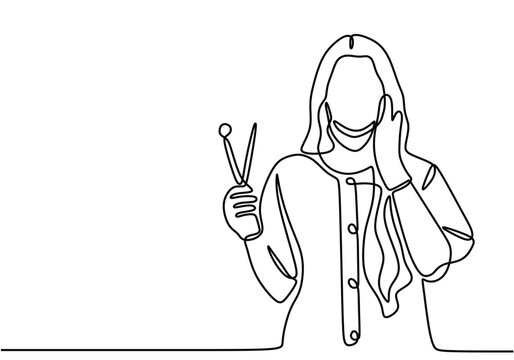 One continuous line Dentists with doctor tooth and toothbrush.