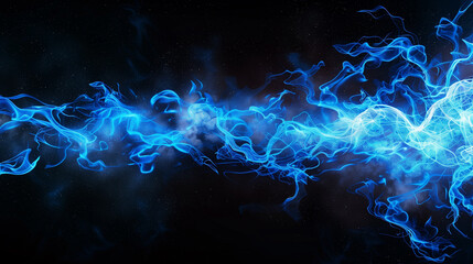 Blue flames on black background. 3d rendering, 3d illustration.