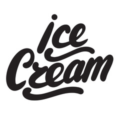 Ice Cream text isolated on transparent background. Hand drawn vector art.