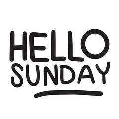 Hello Sunday text isolated on transparent background. Hand drawn vector art.