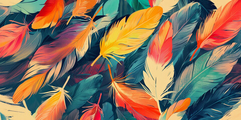 closeup of colorful parrot feathers