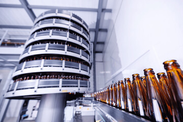 Glass bottle beer bottling filling machine production equipment with automation conveyor line...