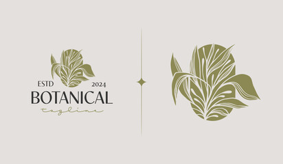 Botanical Plant Leaf Flower Logo Template. Universal creative premium symbol. Vector illustration. Creative Minimal design template. Symbol for Corporate Business Identity
