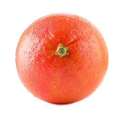 Fresh ripe grapefruit with water drops isolated on white. Citrus fruit