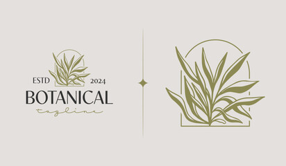 Botanical Plant Leaf Flower Logo Template. Universal creative premium symbol. Vector illustration. Creative Minimal design template. Symbol for Corporate Business Identity