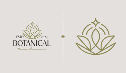 Botanical Plant Leaf Flower Logo Template. Universal creative premium symbol. Vector illustration. Creative Minimal design template. Symbol for Corporate Business Identity