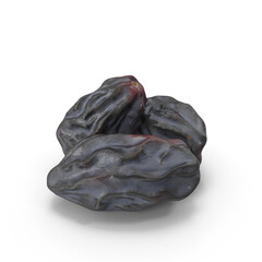 Black Dry Raisins Isolated on White - Sweet and Nutritious Snack Rich in Iron and Natural Sugars.