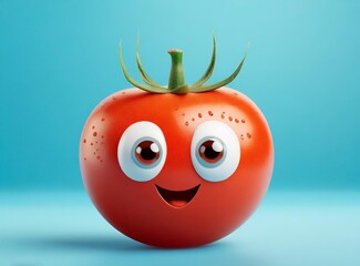 Red Cute Tomato 3D Rendering, Cartoon Illustration Design